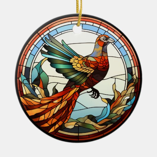 Sweet Glas in lood Golden Pheasant Keramisch Ornament (Voorkant)