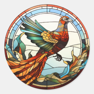 Sweet Glas in lood Golden Pheasant Ronde Sticker
