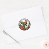 Sweet Glas in lood Golden Pheasant Ronde Sticker (Envelop)