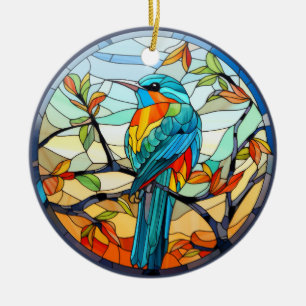 Sweet Glas in lood Kingfisher Bird Keramisch Ornament