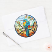 Sweet Glas in lood Kingfisher Bird Ronde Sticker (Envelop)