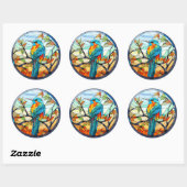 Sweet Glas in lood Kingfisher Bird Ronde Sticker (Vel)