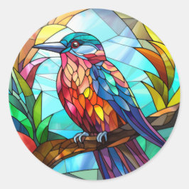 Sweet Glas in lood Kingfisher Bird Ronde Sticker