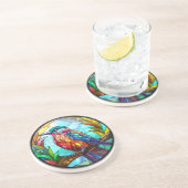 Sweet Glas in lood Kingfisher Bird Zandsteen Onderzetter (Zijkant)