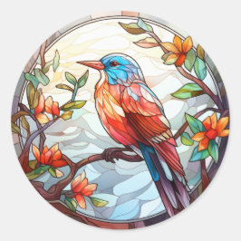 Sweet Glas in lood Kingfisher Ronde Sticker