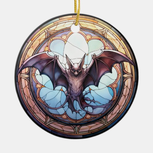 Sweet Glas in lood Spooky Flying Bat Keramisch Ornament (Voorkant)