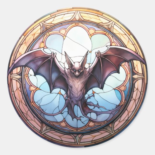 Sweet Glas in lood Spooky Flying Bat Ronde Sticker (Voorkant)