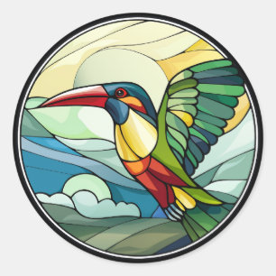 Sweet Glas in lood Toucan Bird Ronde Sticker