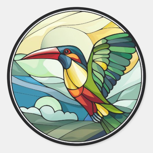 Sweet Glas in lood Toucan Bird Ronde Sticker (Voorkant)