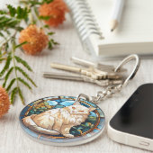 Sweet Glas in lood White Cat Sleutelhanger (Voorkant Rechts)