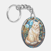 Sweet Glas in lood White Cat Sleutelhanger (Voorkant Links)