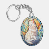 Sweet Glas in lood White Cat Sleutelhanger (Voorkant Links)