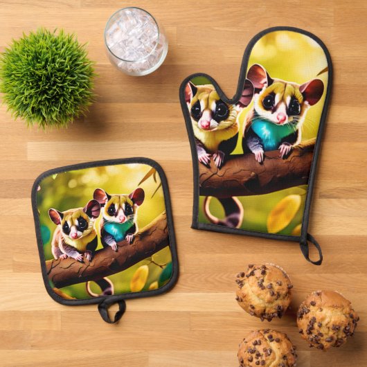Sweet Glider Pair Design Ovenwant & Pannenlap Set (Top down)