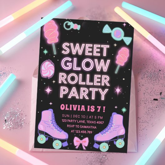 Sweet Glow Roller Feest | Neon Candy Schaatsen Kaart