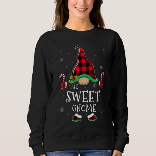 Sweet Gnome Buffalo Plaid Matching Family Christma Trui (Voorkant)