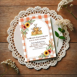 Sweet Goat Hay Bale Gingham Baby Shower Briefkaart