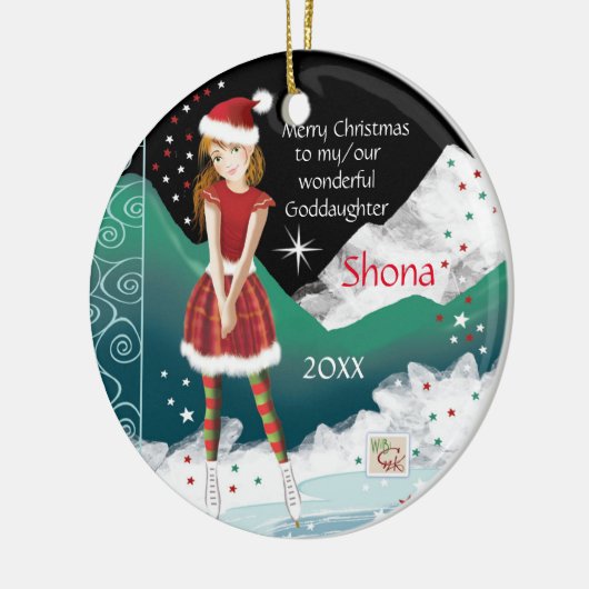 Sweet Goddochter, Young Teen Skater, Kerstmis Keramisch Ornament (Links)