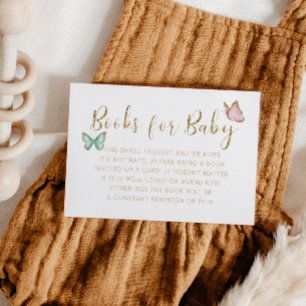 Sweet Gold Butterfly Baby shower Boekaanvraag Informatiekaartje