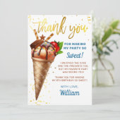 Sweet Gold Chocolate Ice Cream Birthday Bedankkaart (Staand voorkant)