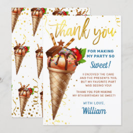 Sweet Gold Chocolate Ice Cream Birthday Bedankkaart