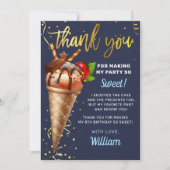 Sweet Gold Chocolate Ice Cream Birthday Navy Blue Bedankkaart (Voorkant)