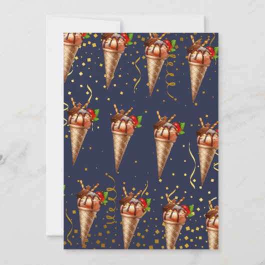 Sweet Gold Chocolate Ice Cream Birthday Navy Blue Bedankkaart (Achterkant)