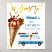Sweet Gold Chocolate Ice Cream Birthday Welkom Poster (Voorkant)