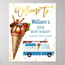 Sweet Gold Chocolate Ice Cream Birthday Welkom Poster
