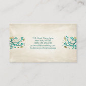 Sweet Gold en Blauwgroen Floral Swirl Monogram Visitekaartje (Achterkant)