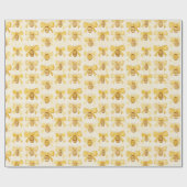 Sweet Gold Honey Yellow Bees Christmas Cadeaupapier (Vlak)
