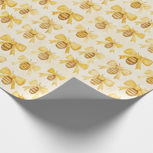 Sweet Gold Honey Yellow Bees Christmas Cadeaupapier (Hoek)