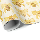 Sweet Gold Honey Yellow Bees Christmas Cadeaupapier (Rol Hoek)