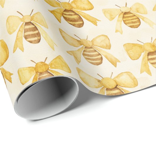 Sweet Gold Honey Yellow Bees Christmas Cadeaupapier (Rol Hoek)