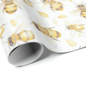 Sweet Gold Honey Yellow Bees Christmas Cadeaupapier (Rol Hoek)
