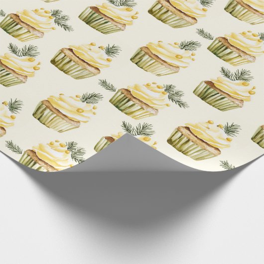 Sweet Gold Honey Yellow Cupcakes Christmas Cadeaupapier (Hoek)