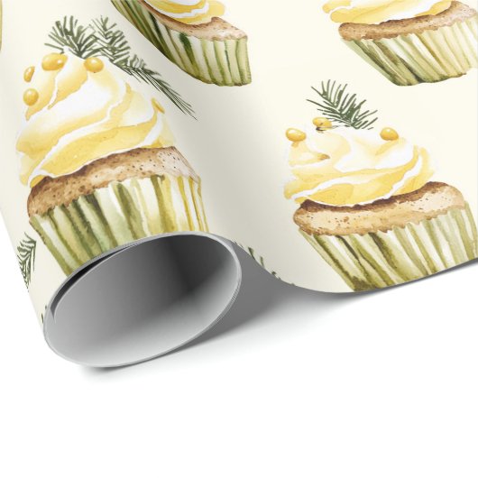 Sweet Gold Honey Yellow Cupcakes Christmas Cadeaupapier (Rol Hoek)