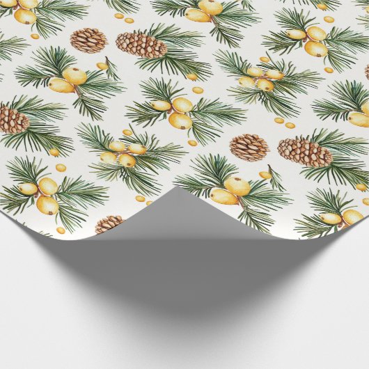 Sweet Gold Honey Yellow Pine Cones Christmas  Cadeaupapier (Hoek)