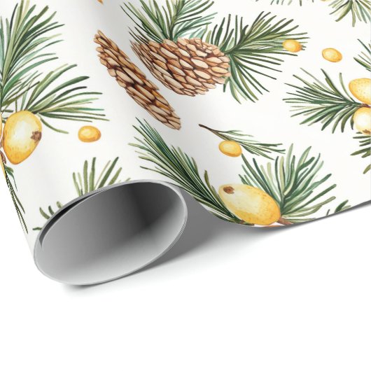 Sweet Gold Honey Yellow Pine Cones Christmas  Cadeaupapier (Rol Hoek)