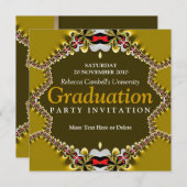 Sweet Gold Satin Lace Graduparty Kaart (Voorkant / Achterkant)