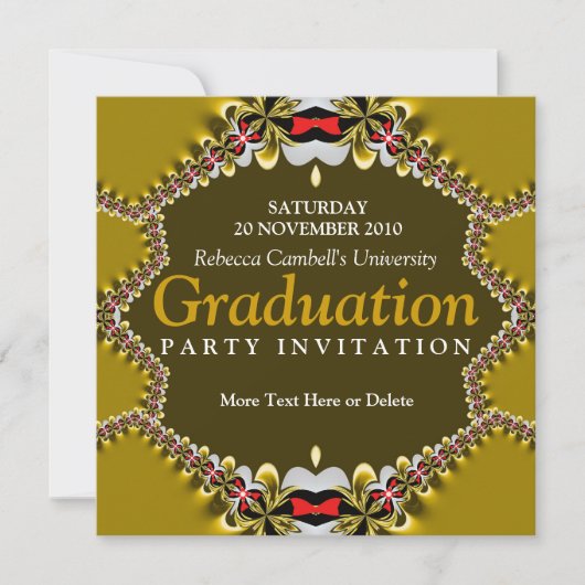 Sweet Gold Satin Lace Graduparty Kaart (Voorkant)