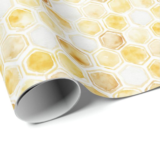 Sweet Gold White Honeycomb Christmas Cadeaupapier (Rol Hoek)