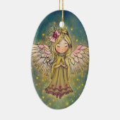 Sweet Golden Angel Whimsical Art beroemd gemaakt d Keramisch Ornament (Rechts)
