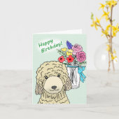 Sweet Golden Doodle Standard Podle Birthday Kaart (Gele Bloem)