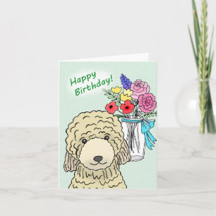 Sweet Golden Doodle Standard Podle Birthday Kaart