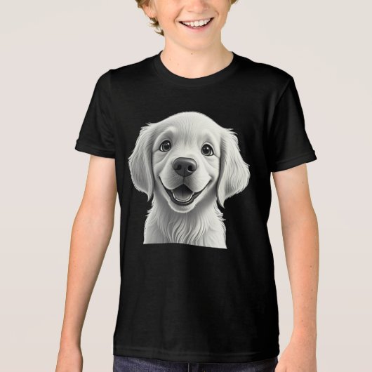 Sweet Golden Joy: Pixar-Style Puppy Friends Tri-Blend Shirt (Voorkant)