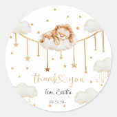 Sweet Golden Starry Lion Cloud Baby shower Ronde Sticker (Voorkant)