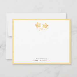 Sweet Golden Stars Nursery Note Card. Personalized Notitiekaartje