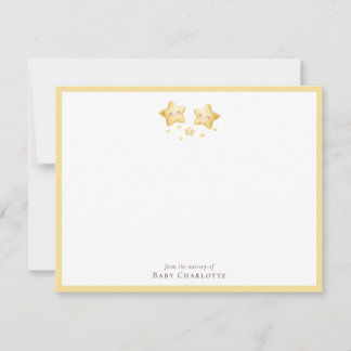 Sweet Golden Stars Nursery Note Card. Personalized Notitiekaartje
