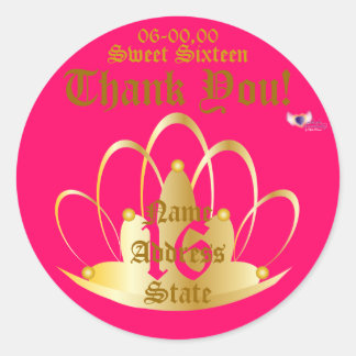 Sweet Golden Tiara Sticker-Aanpassen Ronde Sticker