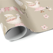Sweet Goosey Gander Birthday , Goose Brown Cadeaupapier (Rol Hoek)